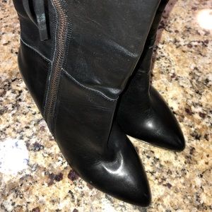 Neiman Marcus Mid-Calf Stiletto Leather Boots